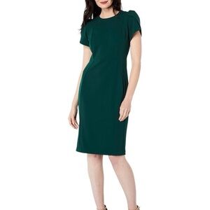 Pre-Owned Malachite Calvin Klein Tulip-Sleeve Sheath Dress